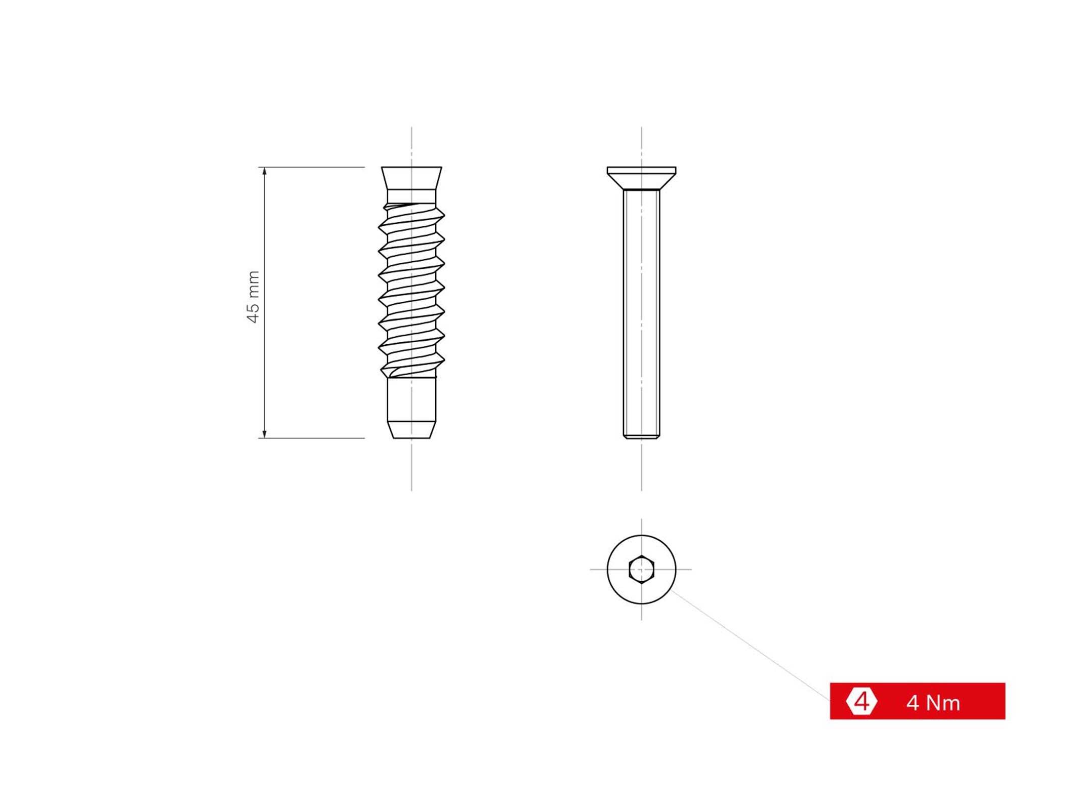 Flat Steerer Expander Bolt, Short, Incl. Top Cap Bolt
